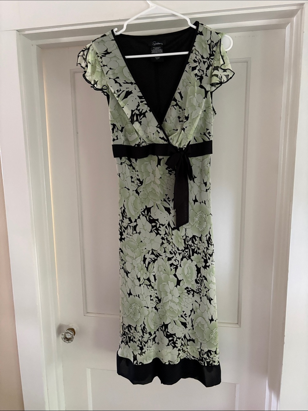 Speechless Floral Wrap Midi Dress in Light Green and Black